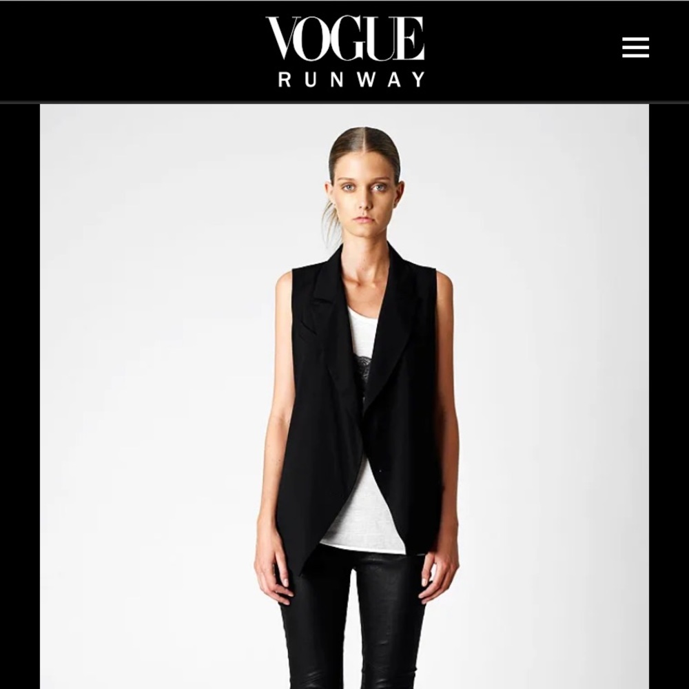 TESS GIBERSON Black Wool Sleevless Backless Blazer